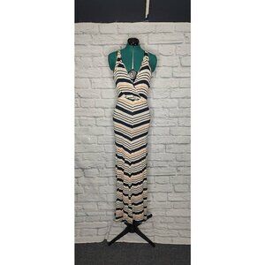 Qsw Womens Dress Multicolor Stripe Surplice Neck Maxi Sleeveless Pullover XS